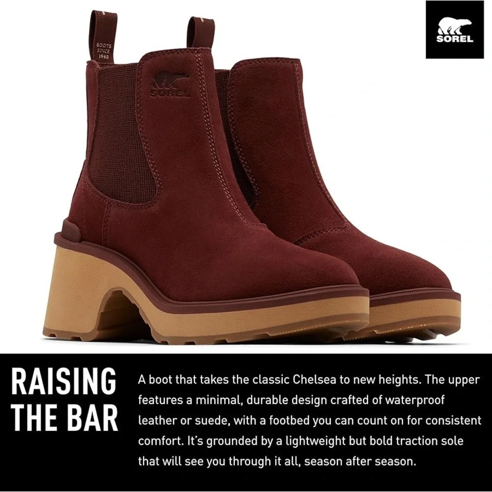 Sorel Women's Hi-Line Heel Chelsea Boots US11 Spice, Tawny Buff $190